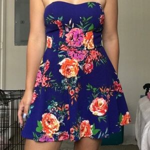Charlotte Russe Blue Floral Print Skort Dress